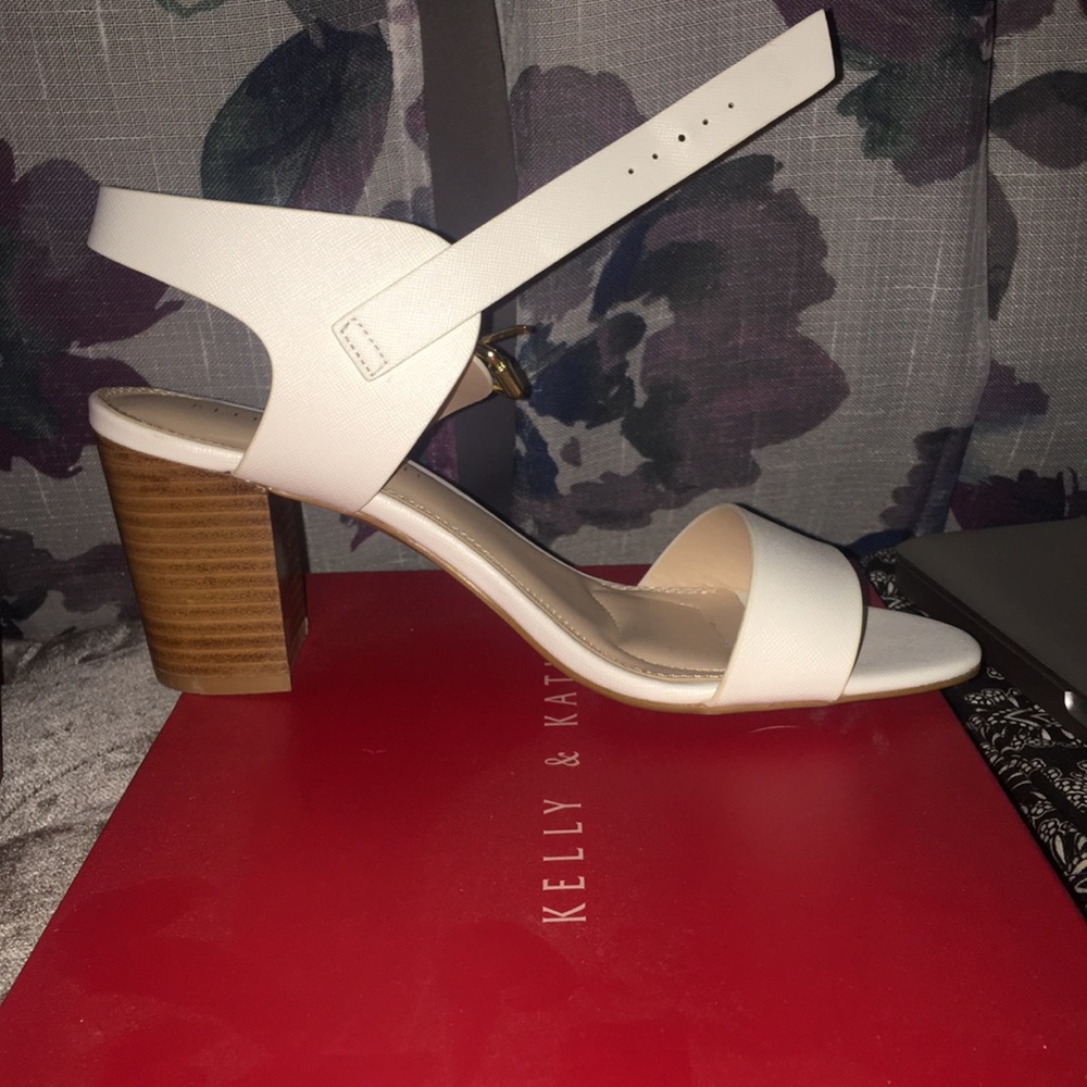 White open toed heels